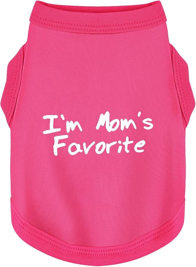 Cozy Sleeveless Canine Wear Dog Clothes, Soft, Lightweight, and Breathable Cotton Dog Shirt with I'm Mom's Favorite Print.Vest Tank Top Ideal for Small, Medium, and Large Breeds Rose Red XL