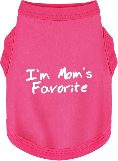 Cozy Sleeveless Canine Wear Dog Clothes, Soft, Lightweight, and Breathable Cotton Dog Shirt with I'm Mom's Favorite Print.Vest Tank Top Ideal for Small, Medium, and Large Breeds Rose Red 2XL