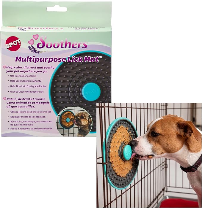 SPOT Soothers Multipurpose Dog Lick Mat - 6in Slow Feeder & Crate Enrichment Toy for Small & Medium Dogs and Puppies, Food-Grade Rubber, Dishwasher Safe, Anxiety & Boredom Relief