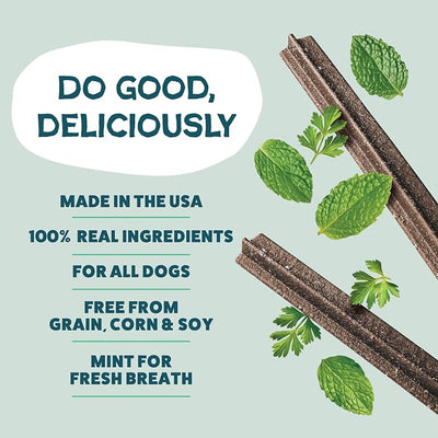 Shameless Pets Triple Mint Dental Chews for Dogs, 32 Chews - Natural Dog Teeth Cleaning Treats with Fresh Breath Benefits | Grain-Free Dental Sticks for Small, Medium & Large Dogs