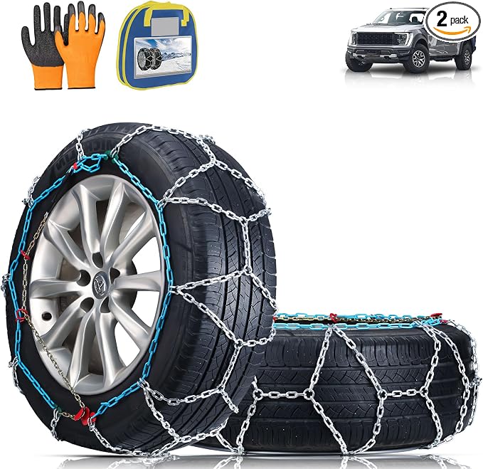 Coco Bird Heavy Duty Snow Chains Tire Chains for Light Truck, SUV & Pickup, Easy Installation, Wear-Resistant Alloy Steel for Superior Traction & Stability, Set of 2（SCRV-260）