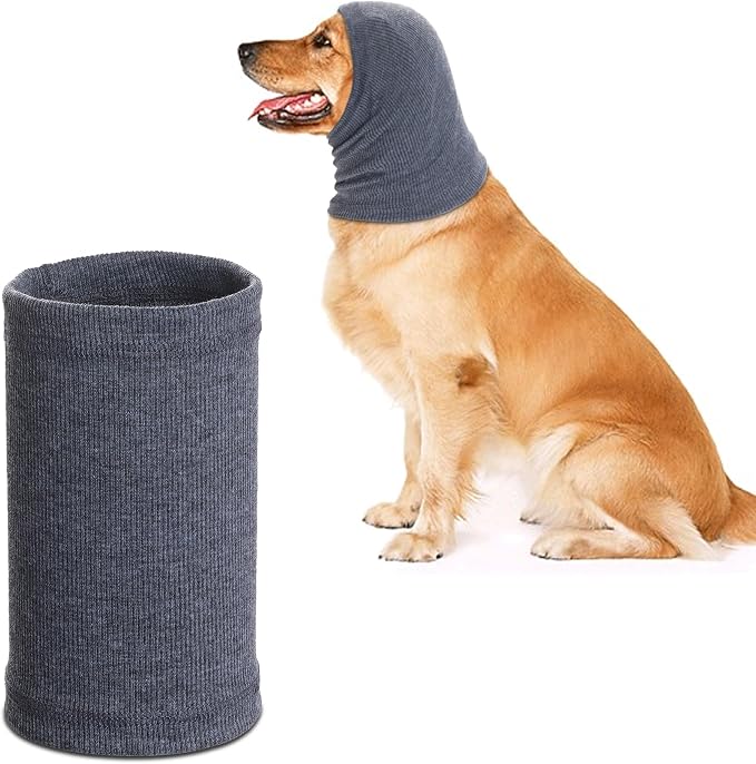Quiet Ears for Dogs, 1 Piece Dog Ear Cover Hoodies Dog Ear Muffs Headband Noise Ear Protection Warm Winter Ear Scarf (Grey, Medium)