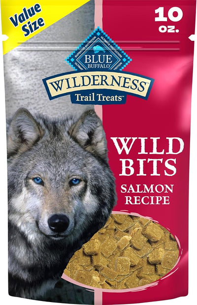 Blue Buffalo Wilderness Trail Treats Salmon Crunchy Dog Biscuits, Grain-Free & High-Protein, Bite-Sized Training Treats Made with Real Salmon & Natural Ingredients, 10-oz Bag