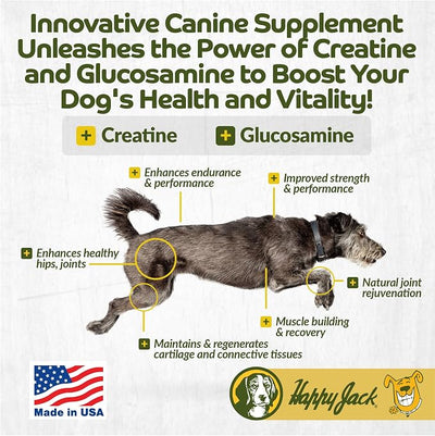 HAPPY JACK Flexenhance Dog Hip & Joint Supplement, 80 Chewable Tabs | Skin & Coat Support, Improve Flexibility & Mobility