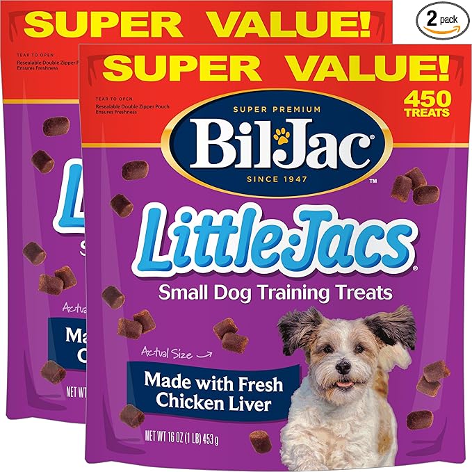 Bil-Jac Little Jacs Small Dog Training Treats, Chicken Flavor, Made with Chicken Liver, 16oz (2-Pack)