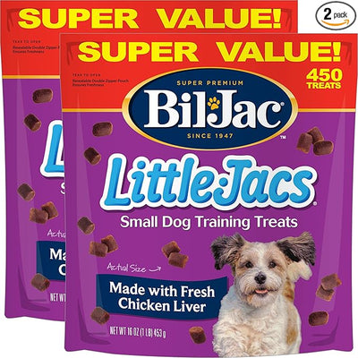 Bil-Jac Little Jacs Small Dog Training Treats, Chicken Flavor, Made with Chicken Liver, 16oz (2-Pack)