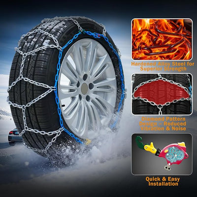 Coco Bird Heavy Duty AutoFixing Snow Chains Tire Chains for Light Truck, SUV & Pickup, Self-Tightening Design for Easy Installation, Titanium Alloy for Superior Durability,Set of 2(HRV-240,Auto-Trac)