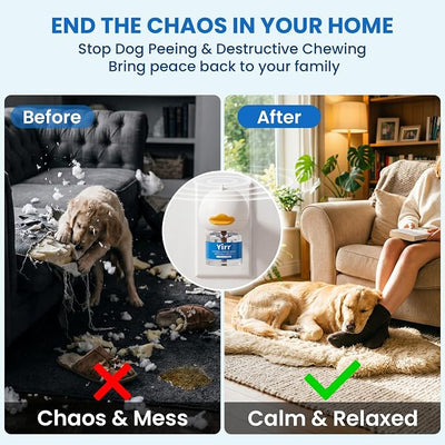 Dog Calming Pheromone Diffuser Kit, 180 Days Long Lasting Calming Diffuser for Dogs, Relieves Anxiety, Barking, Fighting, Destructive Behavior & Accidental Peeing, 2 Diffusers 6 Refills, Odorless
