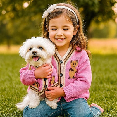 ABRRLO Small Dog Sweaters Cute Bear Dog Cardigans Clothes for Small Medium Dogs Boy Girl Puppy Cat Knitting Cardigan Outfits Dogs Winter Coats Warm Pet Doggy Clothes Soft Knitwear (Pink, Large)