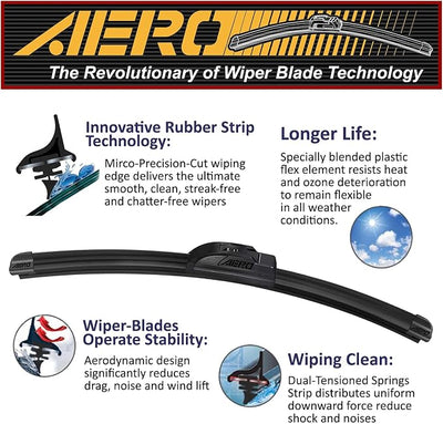 AERO 15" Cross Pin Rear Windshield Wiper Blade, All-Season OEM Repplacaemnt, Easy DIY Installation