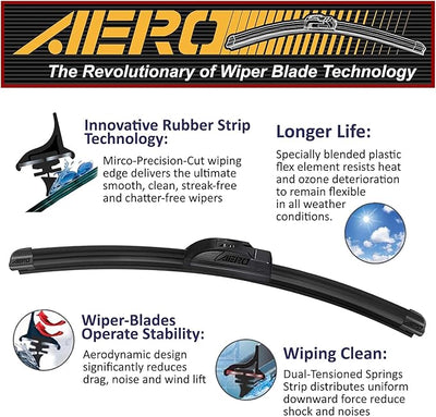 AERO 11" Cross Pin Rear Windshield Wiper Blade, All-Season OEM Repplacaemnt, Easy DIY Installation