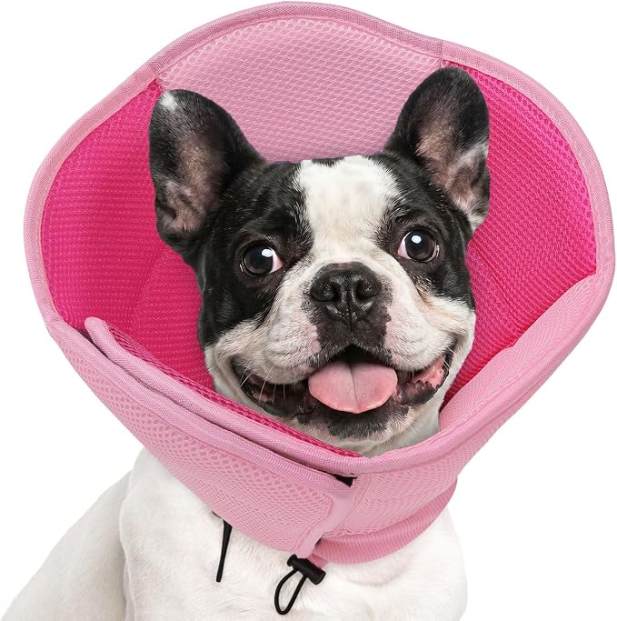 Dog Cone - Soft Cone for Dogs to Stop Licking After Surgery, Foldable Small Dog Cone Collar, Adjustable Cones for Dogs for Wound Healing, Elizabethan Pet E-Collar, Pink Small