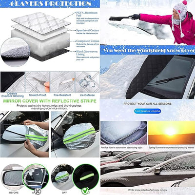 Car Windshield Cover for Ice and Snow for Toyota RAV4 2013-2018, 4 Layers Automotive Windshield Snow Covers 9 Magnetic Edges Windshield Frost Cover Exterior Accessories,A/148 * 116cm