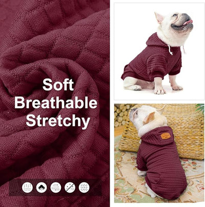 BEAUTYZOO Dog Hoodie for Small Medium Large Dogs, Winter Fall Warm Dog Clothes for Puppy S M Sized Dogs Girl Boy, Dog Sweater Shirt Hoodies with Pocket Bulldog Pitbull Cat Clothing Coat, Wine Red ML