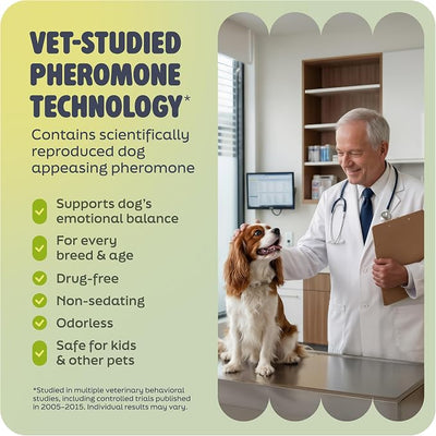 Dog Calming Diffuser Kit Pheromone Plug-in for Dogs, Helps Reduce Pee Accidents, Barking & Separation Anxiety – 2 Diffusers + 2 Refills + Toy | Mess-free support for home routines