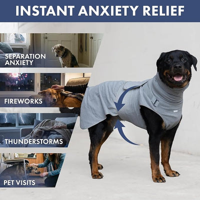 Spark Paws Anxiety Relief Vest for Dogs – Gentle Compression Dog Anxiety Suit, Calming Wrap for Separation Anxiety, Thunder, Fireworks, Suitable for Small Medium and Large Breeds - Grey - Size 2XL