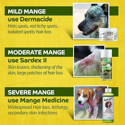 HAPPY JACK Sardex Mange Treatment for Dogs – Odorless & Stainless Itch Relief for Skin Irritations Including Severe Mange, Hot Spots, Fungi, Allergies, Eczema (9.5 oz)