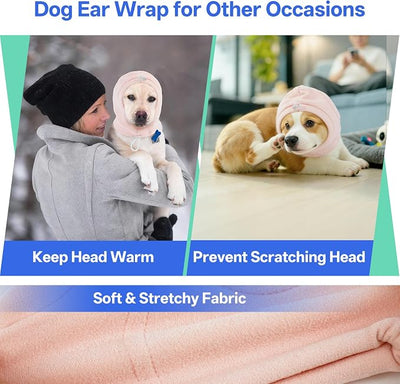 MIGOHI Medium Dog Anxiety Ear Hoodie Muffs - Breathable Dog Ear Protection with Soft Pad, Anxiety Relief for Dogs,Ear & Head Cover for Separation, Vet Visits, Grooming,L,Pink