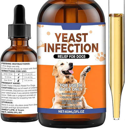 Yeast Infection Treatment for Dogs | Dog Ear Yeast Infection Treatment, Soothes Skin, Relieves Itching, Reduces Redness and Swelling, Eliminates Odors, 60ml Bacon Flavor