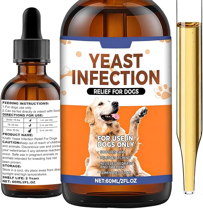 Yeast Infection Treatment for Dogs | Dog Ear Yeast Infection Treatment, Soothes Skin, Relieves Itching, Reduces Redness and Swelling, Eliminates Odors, 60ml Bacon Flavor