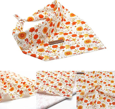 Lionheart glory Pumpkin Dog Bandana - 1 Pack Washable Soft Dog Scarf, Square Adjustable Girl or Boy Scarf for Medium-Large Dogs