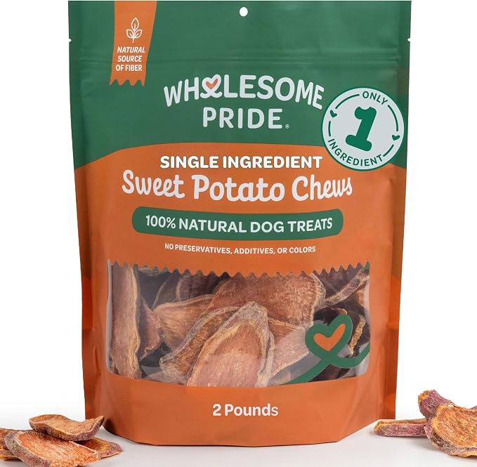 Healthy Sweet Potato Chews – Sensitive Stomach Dog Treats, No Preservatives, Single-Ingredient, No Grain, 32 oz