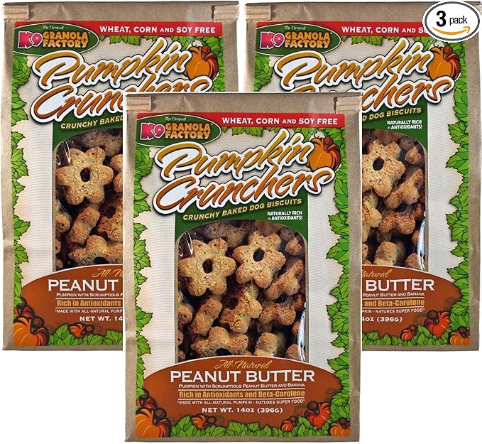 (3 Pack) Pumpkin Crunchers Dog Treat Peanut Butter and Banana, 14 Ounces each