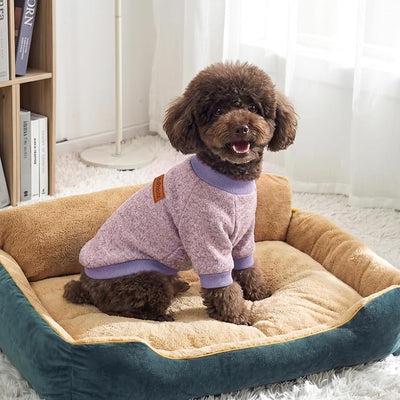 2 Pack Dog Sweaters for Small Dogs Girl Boy Winter Fleece Clothes Warm Soft Dog Sweatshirt Outfit for Dogs Cats Pet Apparel (Blue Purple+ Sweet Purple, S (Back: 11.8",Chest: 15.7", 5.5-10Ibs))