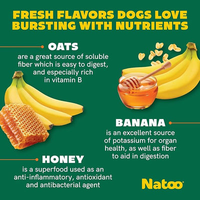 NATOO Dog Treats, Oats Banana and Honey, Small Dogs & Puppies, 8oz | Crunchy Biscuits, Rich in Omega 6, Prebiotics and Fiber, Antioxidants for Immunity, Natural