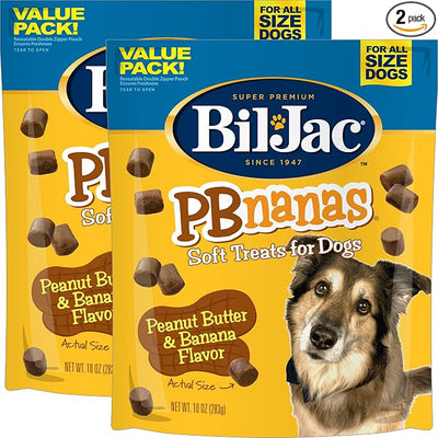 Bil-Jac PB-Nanas Soft Dog Treats | Peanut Butter & Banana Flavor | 10 oz (2-Pack)