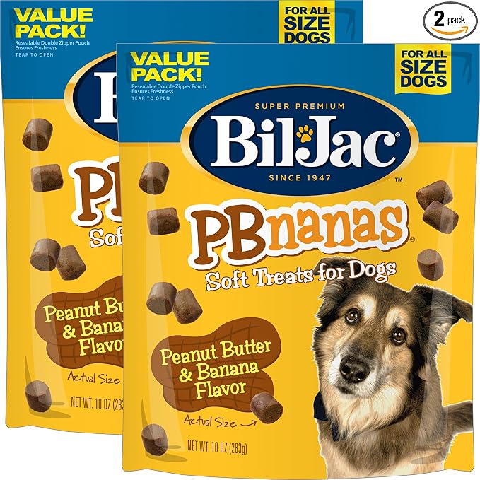 PB-Nanas Soft Dog Treats | Peanut Butter & Banana Flavor | 10 oz (2-Pack)