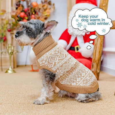HOMIMP Dog Sweater Argyle - Warm Winter Clothes Puppy Soft Coat, Ugly Dog Sweater for Small Medium and Large Dogs, Pet Clothing Boy Girl, Cream XXS