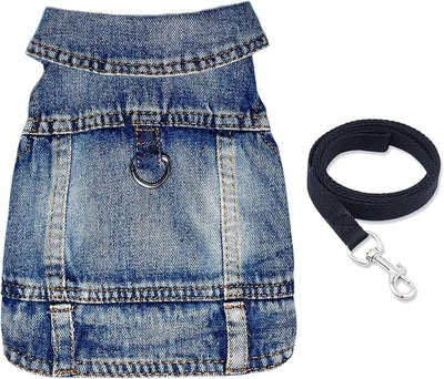 Dog Jean Jacket Pet Blue Denim Coat for Puppy Small Dogs Fashion Classic Overalls Girl Male Boy Cat Costumes Vintage Washed Vest Clothes Outfit Shirts (Blue, XX-Large)