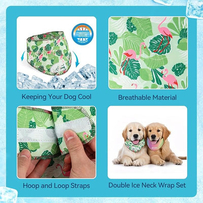ALL FOR PAWS Cooling Bandana for Dogs, 2 Pack Dog Cooling Neck Wrap, Ice Dog Bandanas for Medium Dogs, Cooling Scarf for Dogs, Blue Neck Cooler for Dogs(M, Neck Girth 15-18.1 Inch)