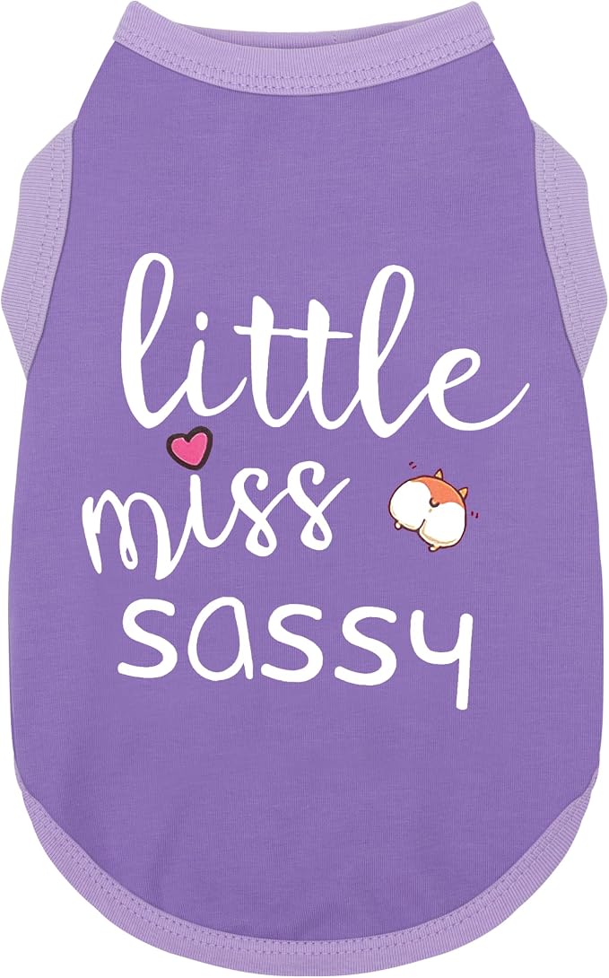 Paiaite Dog Clothes Fashionable Sleeveless Pet Vest: 'Little Miss Sassy' Printed Cotton Dog Shirt, Ideal for Small, Medium, and Large Breeds, Ensuring Comfort and Breathability Purple XXS