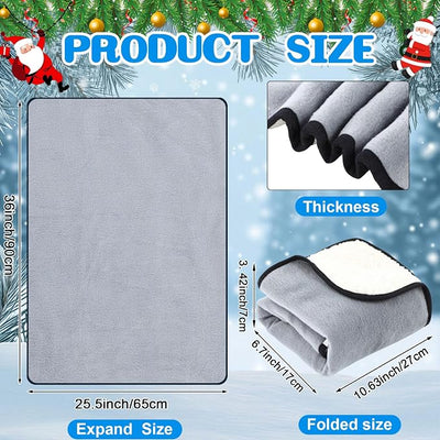 Tuanse 2 Pcs USB Heated Blanket 25"x35" Small Portable 5v 3 Setting Electric Blanket with Timer and Temperature Controller Winter Wearable Recharge Throw for Travel Home(Gray)