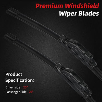 OTUAYAUTO Premium Windshield Wiper Blades - Replacement for Ford F150 99-08, Expedition 99-06, Explorer 05-10, Mustang 99-04, U Hook Front Window Wiper Blades - 20"+20" (Pack of 2)