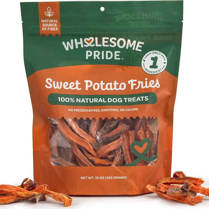Healthy Sweet Potato Fries – Sensitive Stomach Dog Treats, No Preservatives, Single-Ingredient, No Grain, 16 oz