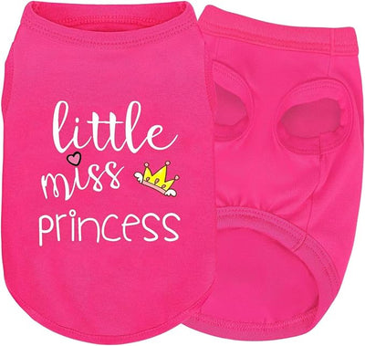 Pink Cotton Dog Shirt with 'Little Miss Princess' Print, Soft & Breathable Pet Apparel for Small to Large Dogs, All-Season Sleeveless Vest, Cute and Comfortable Dog Outfit.Pink Crown 4XL