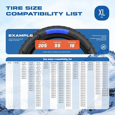 Snow Socks for Tires, Winter Traction Alternative to Snow Chains, Emergency Anti-Slip Tire Covers for Cars/SUVs/Trucks, Reusable, Certified Snow Traction Device for Ice & Snow Driving.(Black -XL)