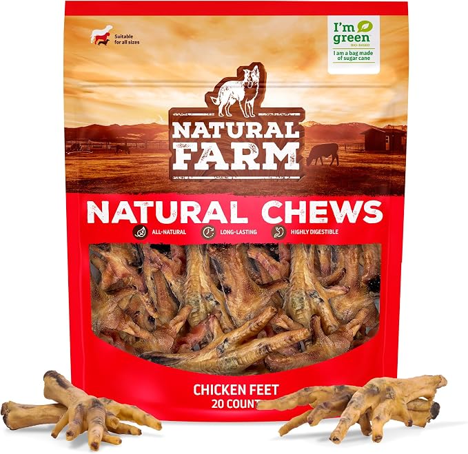Nail-Free Chicken Feet for Dogs (20 Count), Single Ingredient Crunchy Dog Treats, High Protein, Low Calorie, Natural Joint & Dental Support, Great for Small, Medium, Large Breeds