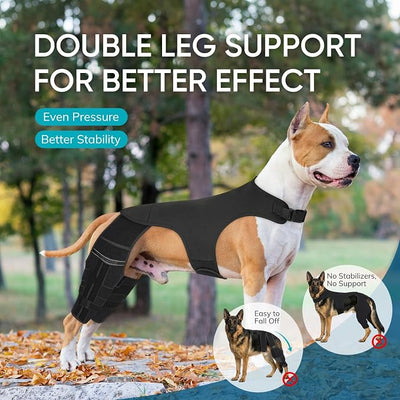 Adjustable Dog Knee Brace for ACL Tear and Arthritis Recovery - Dual Hind Leg Support with Harness Connection - Orthopedic Leg Brace for Joint Stability and Pain Relief in Dog (X-Small)