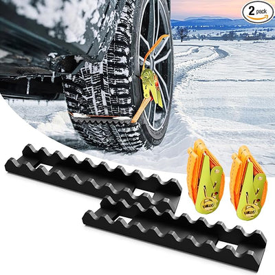 Tire Traction Straps Metal Gripper Traction Device for Anti Skid Emergency Tire Straps to Get Unstuck from Snow, Mud, Ice & Sand, fit for Cars & Small SUVs ATV UTV etc (Car/Small SUV 2PC)