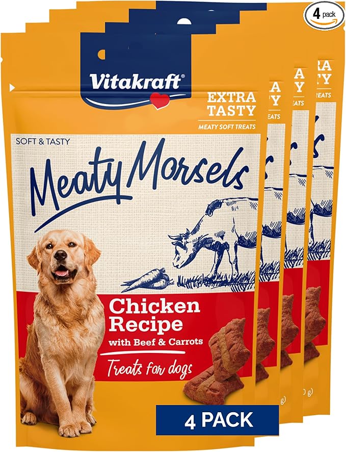 Meaty Morsels Dog Treat, Chicken Recipe with Beef & Carrots, Value-Pack, 4 Count
