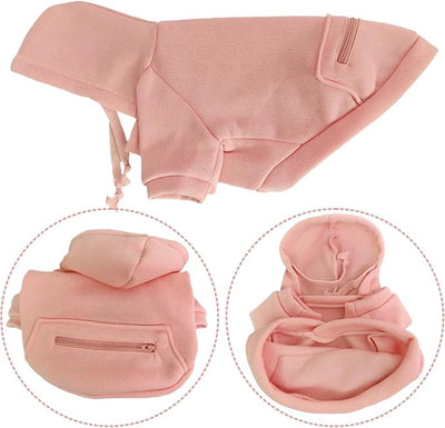 Jecikelon Dog Hoodies for Small Dogs with Zipper Pocket, Soft Fleece Puppy Clothes with Rope Hat, Warm Winter Outfits Cold Weather Coats, Cute Sweatshirt Chihuahua Costume (Pink, Small)