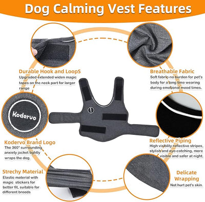 Dog Anxiety Jacket, Skin-Friendly Dog Calming Shirt - Dog Coat for Thunder, Fireworks, Vet Visits and Separation - Keep Pet Calm Without Medicine & Training, Dark Grey, XX-Large