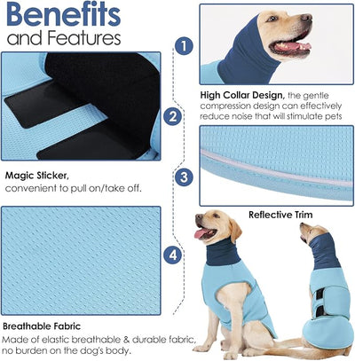 AOFITEE Extra-Large Dog Anxiety Vest, Thunder Jacket for Dogs Anxiety, Breathable Pets Calming Shirt for Fireworks, Thunder, Travel, Separation, Anti-Anxiety Pet Calming Vest with Collar, XXXL