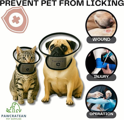 Pet Cone Collar Dog Cat Soft Plastic Recovery Collar Adjustable Comfortable Wounds Protection Small Medium Size Elizabeth Collar (Transparent, Small)
