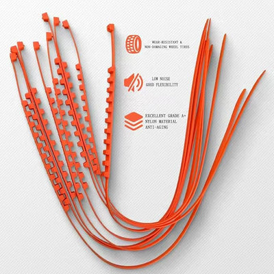 2025 Reusable Anti Skid Snow Tire Chains Car Winter Wheels Chain Universal Cable Tire Belts,10 Pack Orange Non-Slip Zip Tie Tires Chain Emergency for Auto Pickup Trucks Suv