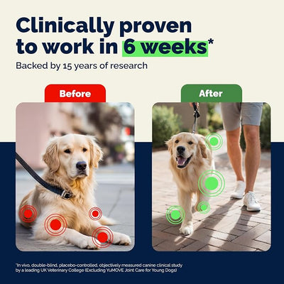 YuMOVE Senior Dog Joint Supplement with ActivEase Green Lipped Mussel - Glucosamine for Dogs, Hyaluronic Acid & Omega 3 – Advanced Mobility Support for Aging Dogs (120ct Chewable Tablets)